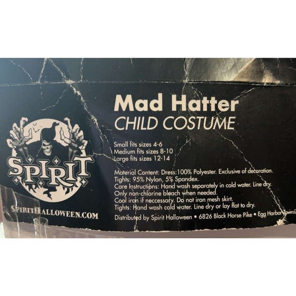 Mad Hatter Costume Size Child Medium 8-10 Halloween Kids Dress Up Party - Picture 10 of 11